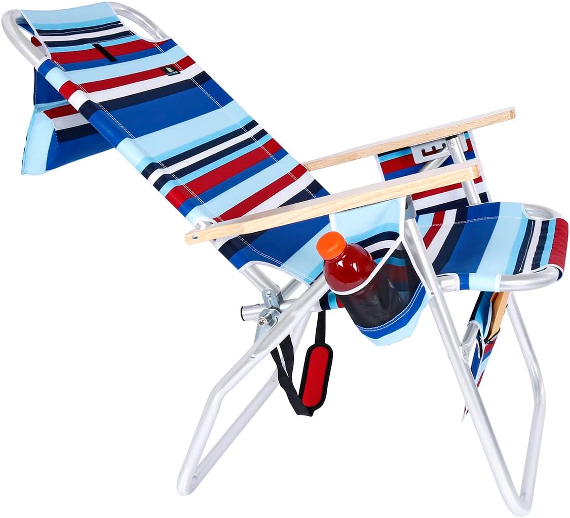 Deluxe XL Tall 17 Inches High Seat Beach Chair for Adults Heavy Duty, Aluminum Frame, Wide Plus Size, 300 lb Capacity - Image 8