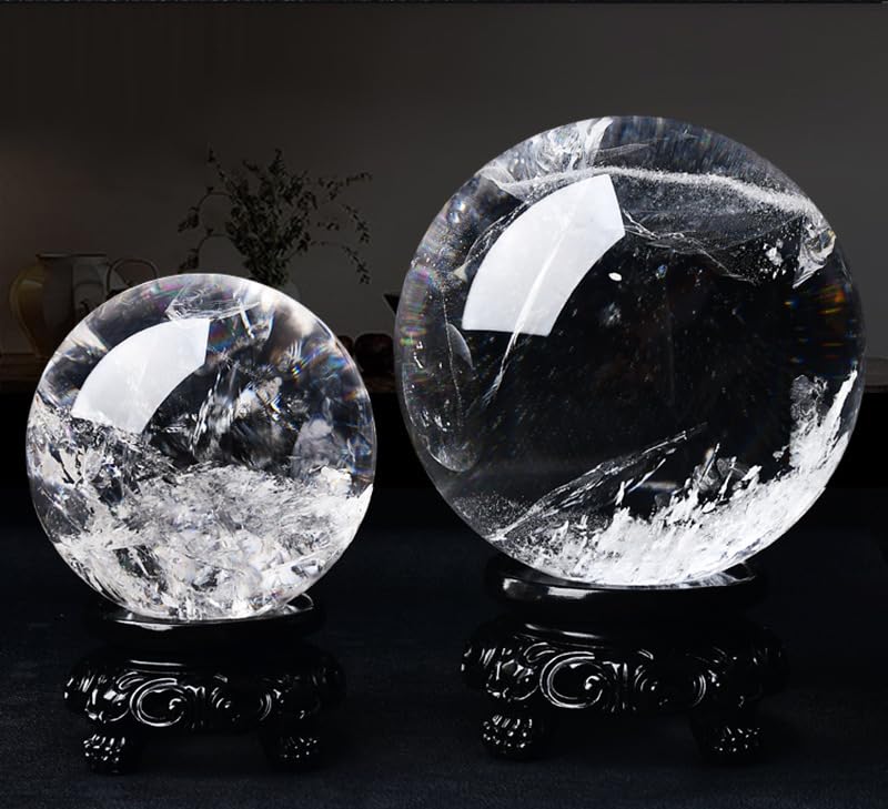 NIBHZ Bola de Cristal de Cuarzo Transparente Natural – Bolas de meditación con Esfera de Cristal de Cuarzo Transparente para brujería y Bolas Decorativas,75mm