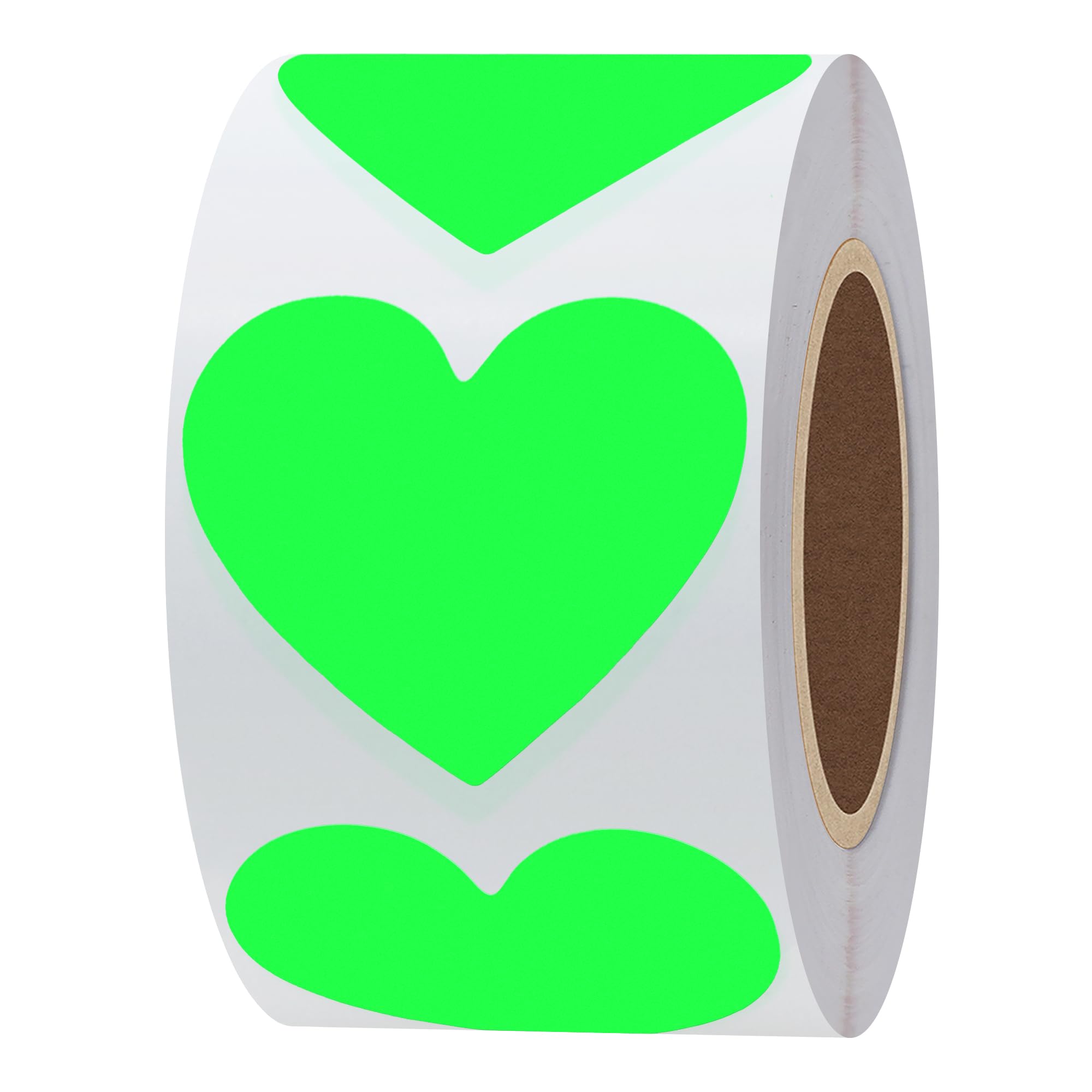 Hylabelest Fluorescent Color Coding Dot Labels 1.5" Love Heart Shape Natural Paper Stickers (Fluorescent Green)