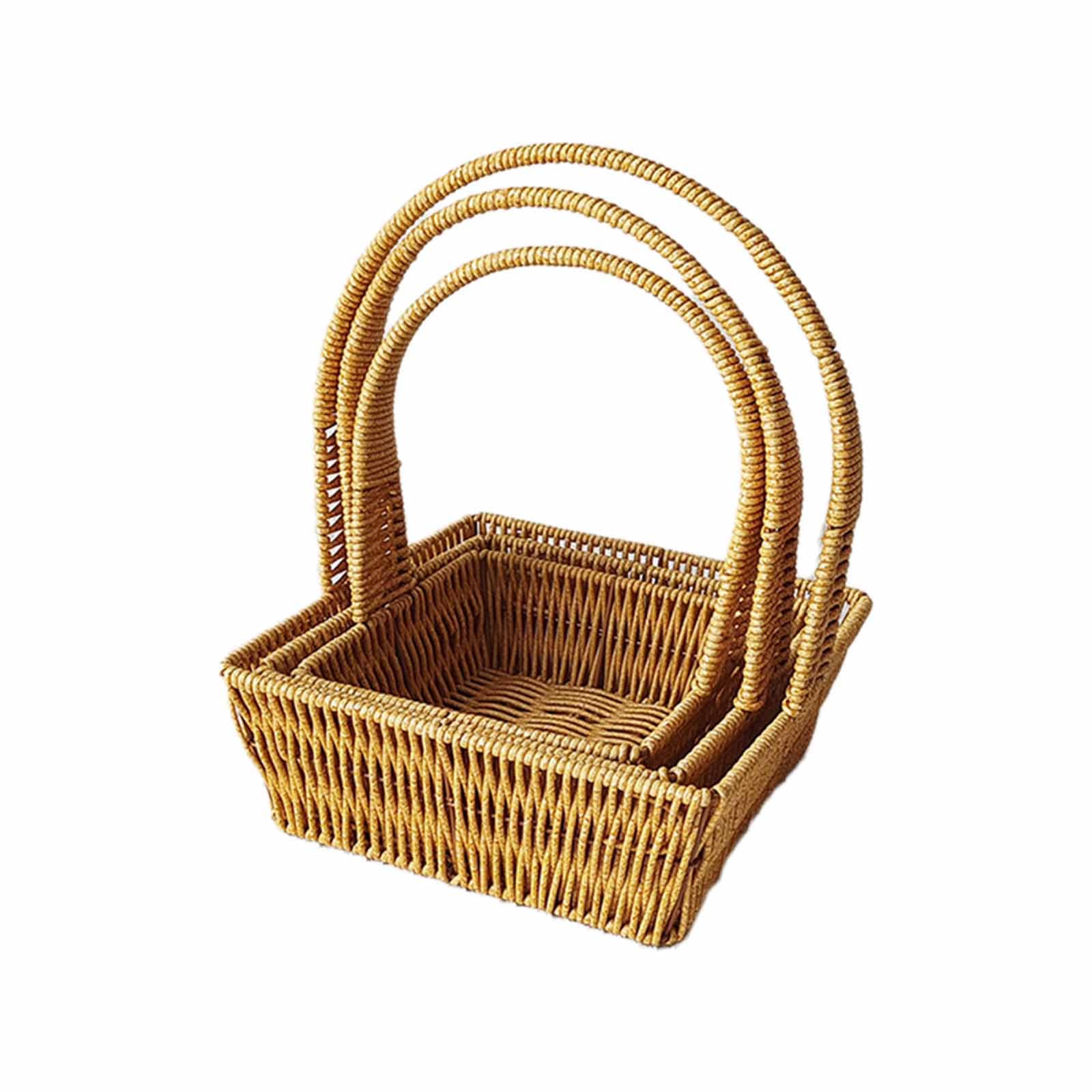 Buxuaaaa Of 3 Practical Food Storage Baskets Elegant Flower Basket Sturdy Organization Basket for Vegetables and Snacks Stackable Fruit Baskets