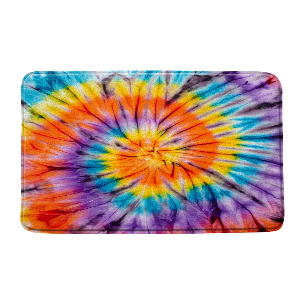 UOZXOML Rainbow Tie-Dye Bath Mat Colorful Spiral Abstract Orange Purple Blue Bathroom Rug Microfiber Memory Foam Shower Mat Kitchen Bath Floor Rugs,