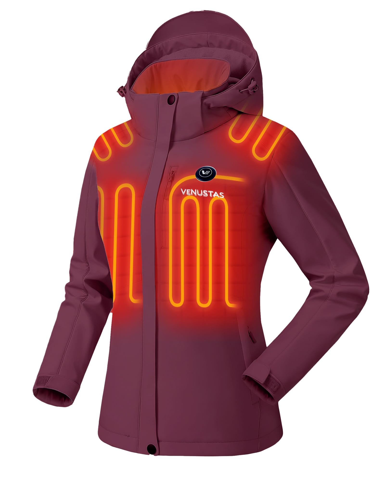 Venustas Women's Waterproof Heated Jacket with Battery &amp; Detachable Hood