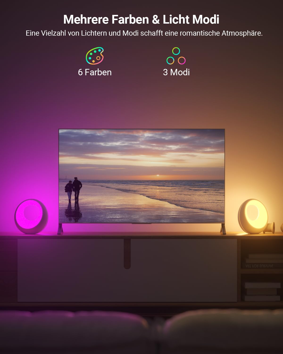 Bonsery Nachttischlampe 2er Set, Led Nachttischlampe Touch Dimmbar mit Fernbedienung, Tischlampe Kabellos mit RGB Farbwechsel, Nachtlampe Rund mit Timer & Memory für Wohnzimmer Kinderzimmer Geschenk