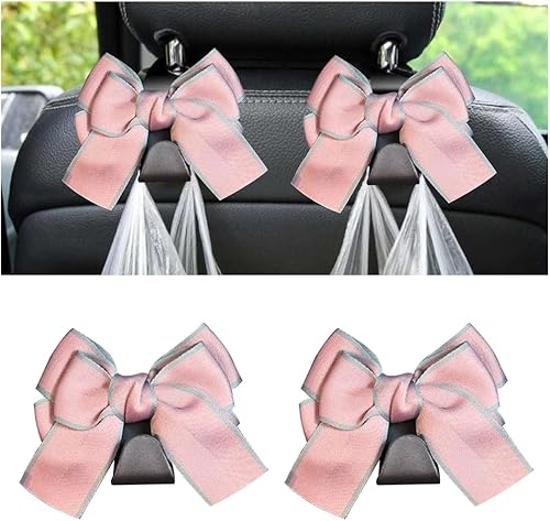 Miniatura 10 de Mandark 2 piezas de ganchos para reposacabezas de asiento de automóvil, lindos ganchos de arco para bolsos y bolsas, accesorios de decoración