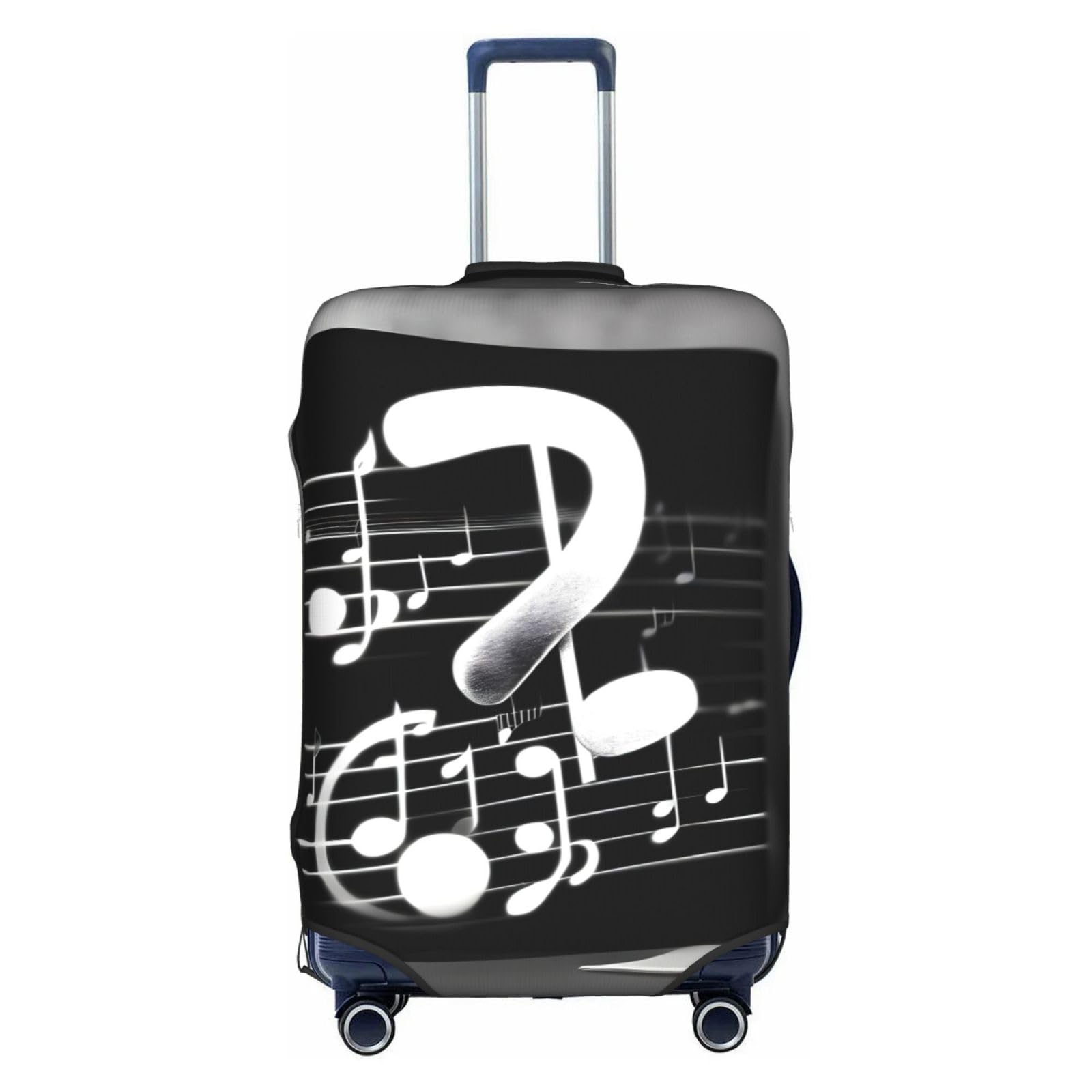 Housse valise polyester Large motif notes de musique noir et blanc lavable - 8