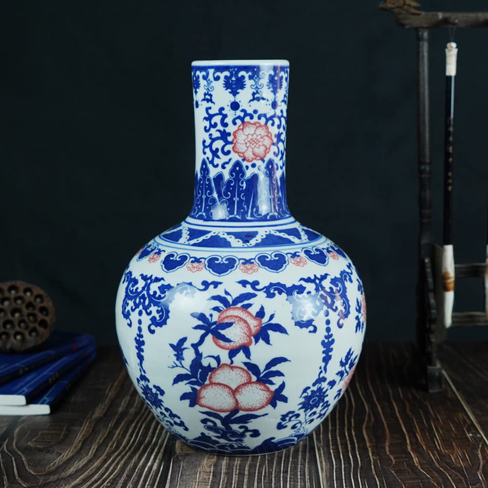 asdchZen Blue And White Vase, Blue Vase, Chinoiserie Vase, Blue And White For Home Decor, Blue And White Porcelain Decor Home Décor Centerpiece,C
