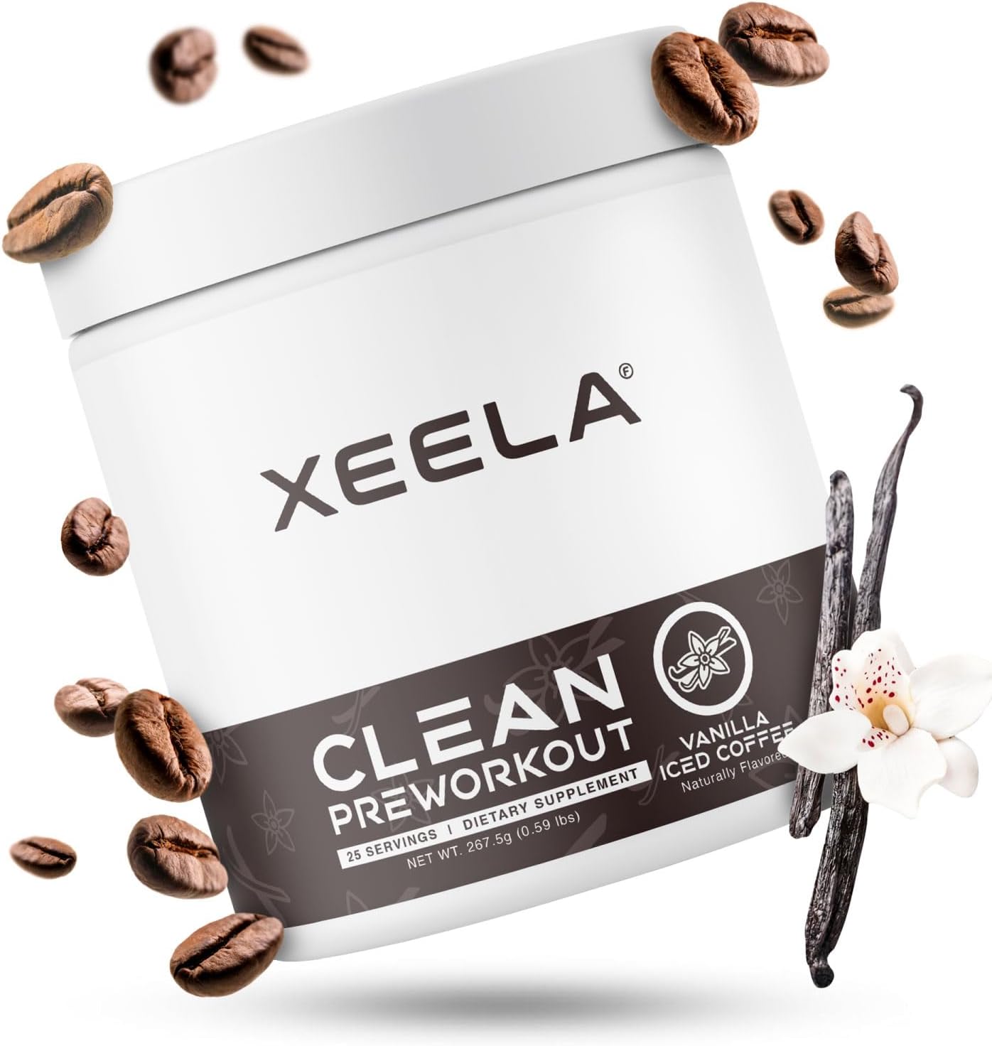 - XEELA Pre Workout - Clean & Tested - Jitter Free, Safe, and Natural - Increase Thermogenic Energy, Focus, and Endurance w/Creatine, Organic Caffeine, and Plant Based Citrulline (Vanilla Iced Coffee)