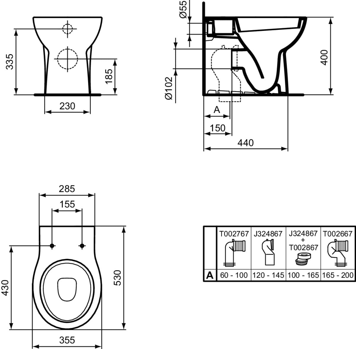 SANITARI IDEAL STANDARD EUROVIT | W330401 DOLOMITE VASO A TERRA SCARICO A PAVIMENTO QUARZO