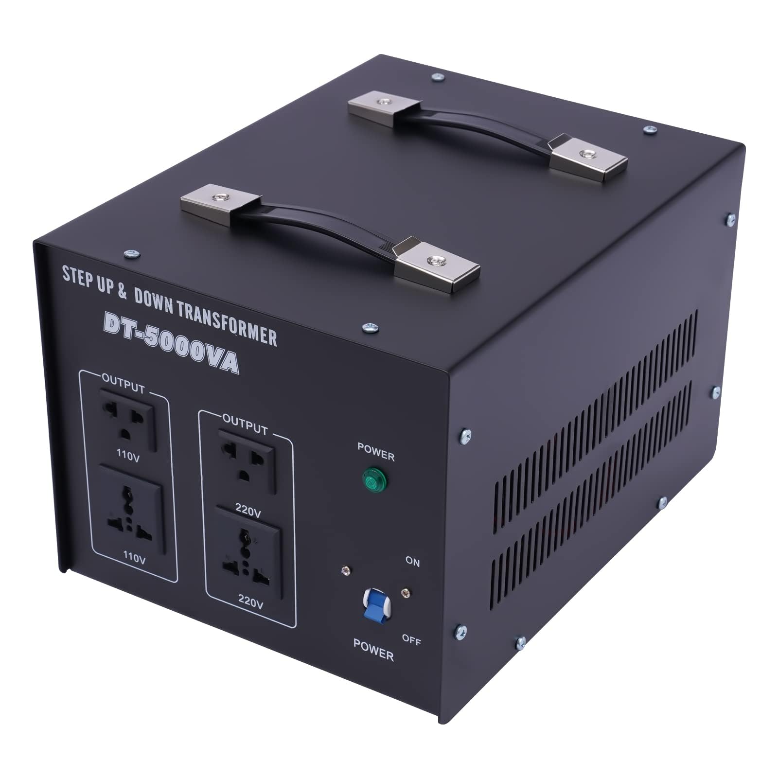 Trasformatore di tensione da 5000 W, 110 V, 220 V, con 4 prese, trasformatore da viaggio per tutti i dispositivi, elettrodomestici
