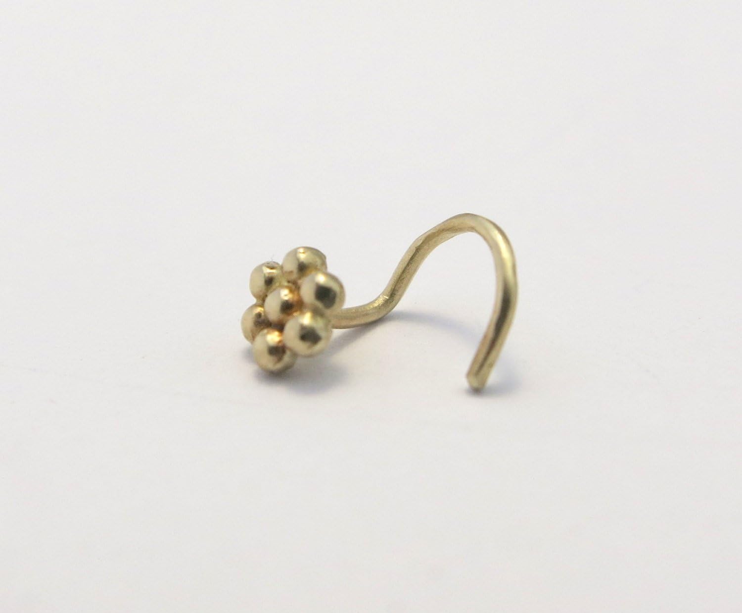 Studio Unkiya Tiny Gold Nose Stud, 14k Yellow Solid Gold Dainty Flower Piercing, Tribal Boho Cute Jewelry, Minimalist Delicate Artisan Handmade Boho Screw/L Shaped Bend, 20g/22g - Image 8