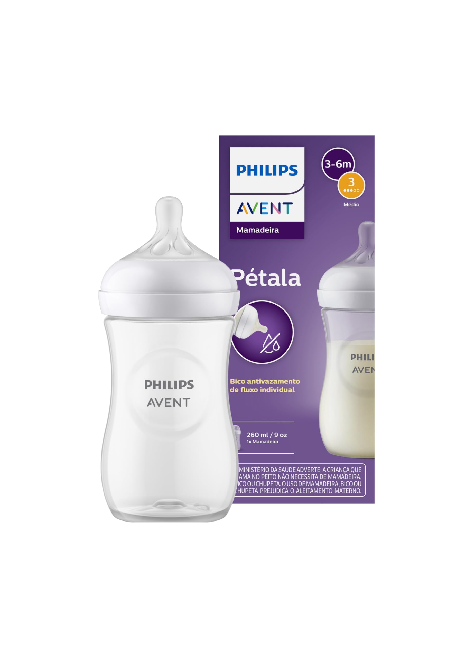 Philips Avent Doğal Tepkili PP Biberon, 260ml, 3-6 Ay, Şeffaf