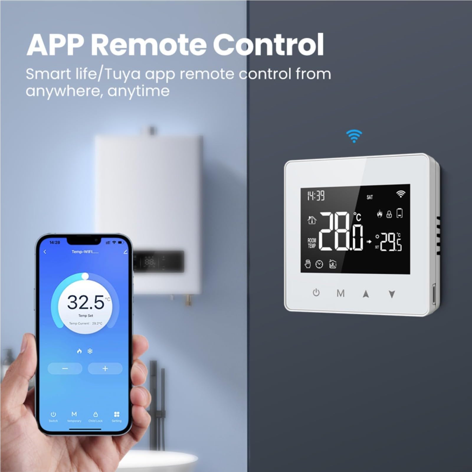per TUYA Termostato WiFi a Batteria- Termostato Intelligente Programmabile a Batteria, Controllo Remoto per Smart Life, Compatibile con per Alexa e per Home, Bianco (2 PACCHI)