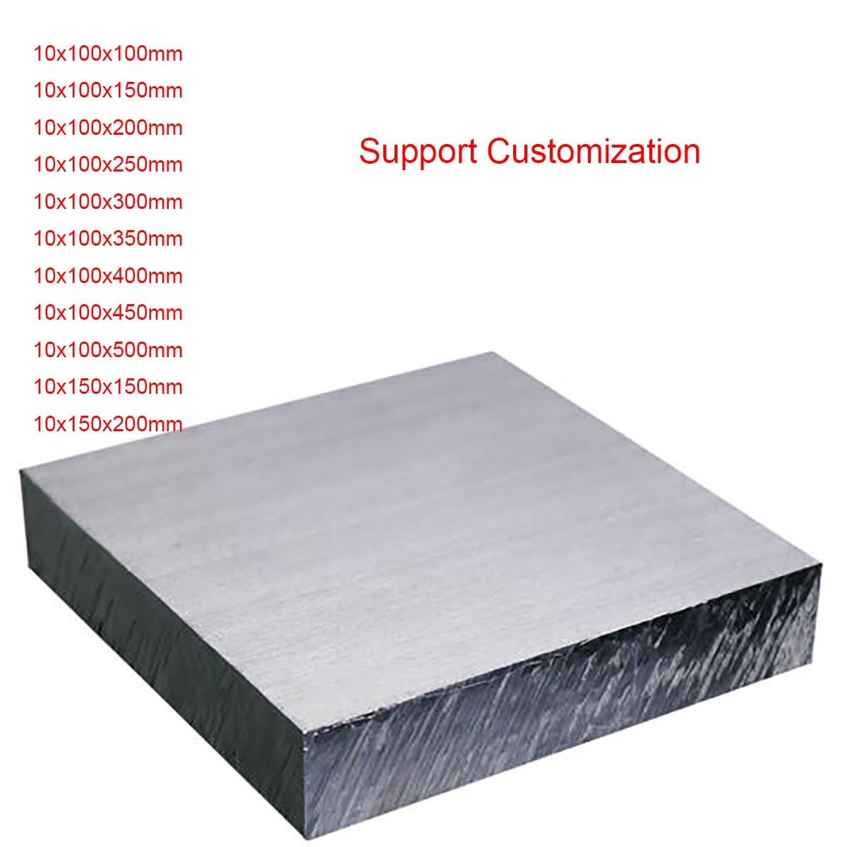 Wandplatten 1 Stück 7075 Aluminiumlegierungsblech, DIY-Hardware, Aluminium-Brettblock, dick, superhart, 10 mm Dicke Riffelblech (Size : 10x100x450mm)