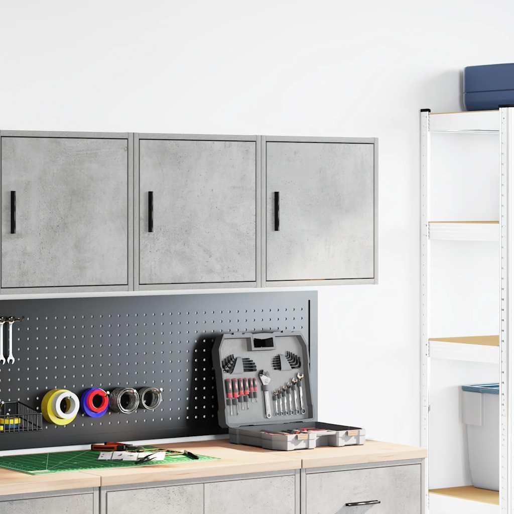 Armoires murales de Garage 2 pcs Gris béton Bois d'ingénierie,Entreprise & Industrie,Stockage Industriel,Armoires industrielles,14.65 kg-860632