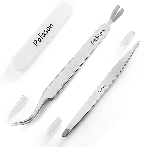 PAFASON Juego de pinzas de acero inoxidable para eliminar garrapatas de doble cabeza, removedor para perros, gatos y humanos con estuche de
