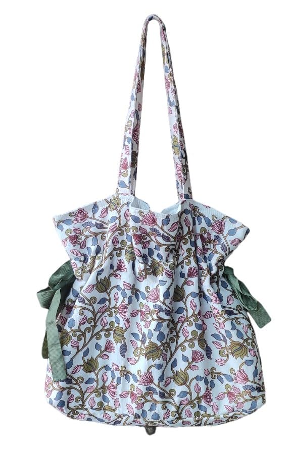 Cotton Canvas Hanbag|Potli Bag|Adjustable Ropes At Sides|For Casual,Office Work,Shopping |Eco Friendly|Lightweight|Easy To Carry|Stylish|Daily Use|Shoulder Handbag For Girls Womens (Multicolor) (B0CV49KJHB) Amazon Price History, Amazon Price Tracker