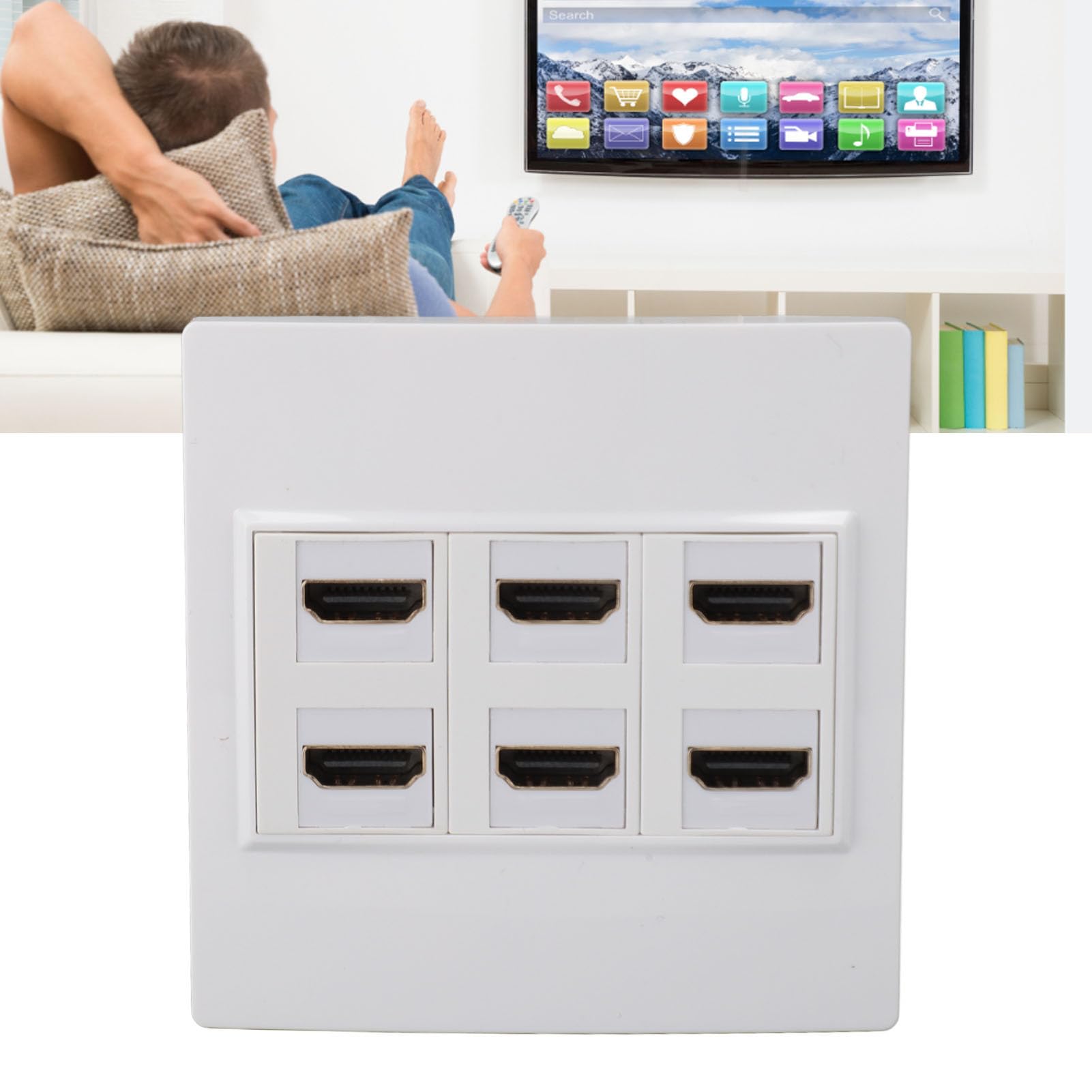 Piastra da Parete HDMI, Pannello da Parete Keystone HDMI 2.0 4K 60HZ a 6 Porte, Supporta 32 Canali Audio, Frequenza di Campionamento 1536kHz