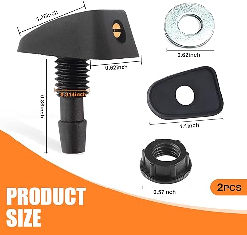 Miniatura 2 de Gseigvee 2 boquillas de limpieza para parabrisas delantero de automóvil, repuesto de boquilla de agua en forma de ventilador, orificio de salida de