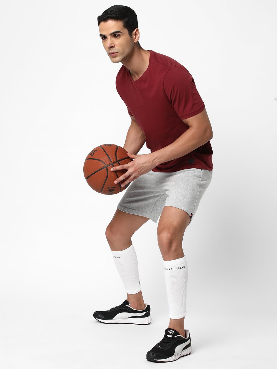 YOUNG WINGS Antibacterial Bamboo Fabric calf Compression Sleeves for Unisex - Pack of 2 Pairs, Colour: White 2