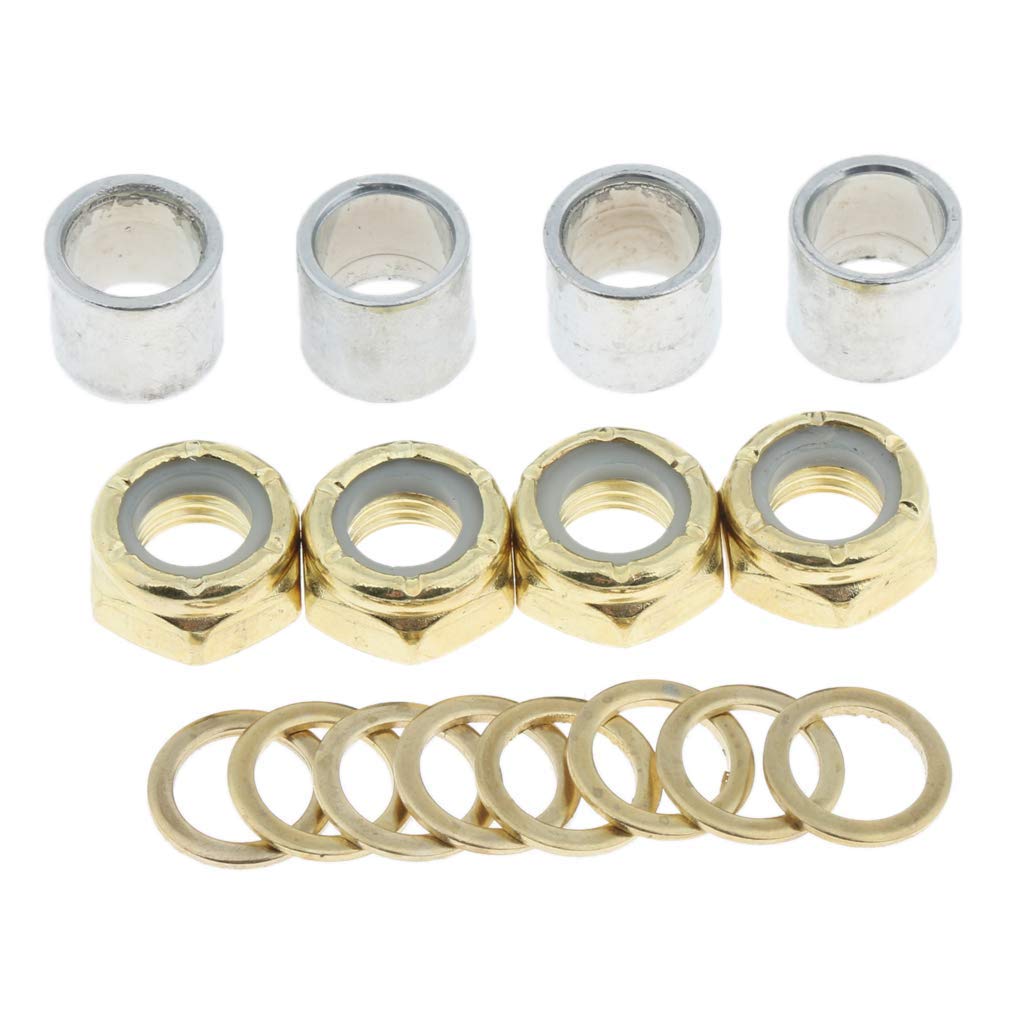 PATIKIL Skateboard Écrous Blocage Ensemble, 2 Ensemble 5/16 Skateboard Camion Essieu Rondelles Entretoise Matériel Réparation Trousse pour Longboard Croiseur, Argent