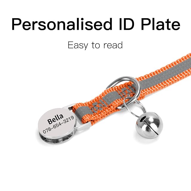 Foto 4 de 6 de Collar de gato reflectante personalizado con etiqueta de nombre