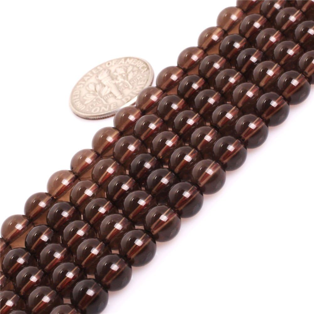 AAA Natural Round Smoky Quartz Beads for Jewelry Making 15'' (14MM/Smooth)