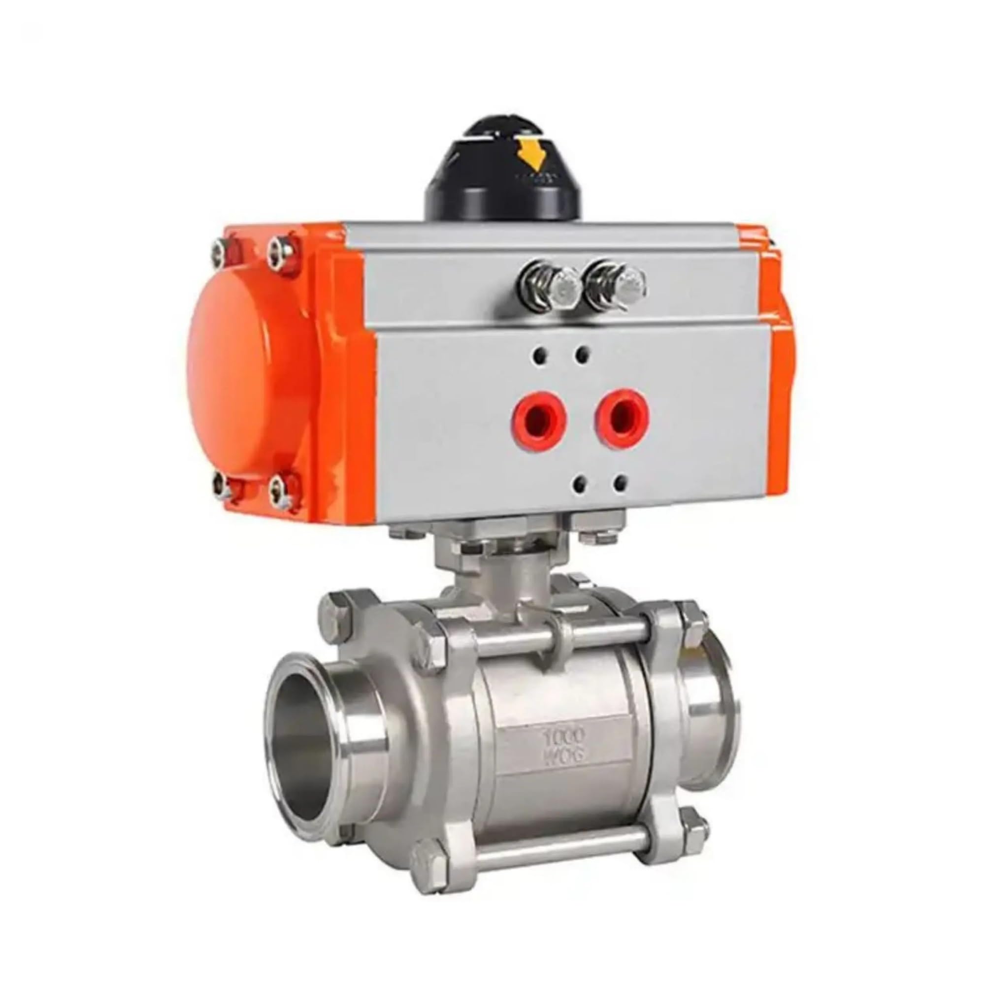 DN15 304 Stainless Steel Ball Valve Three Piece Tri Clamp Type with Double Acting Cylinder Pneumatic Ball Valve