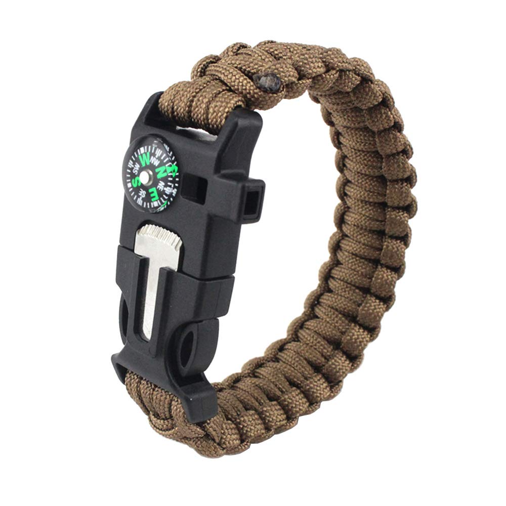 Survival Bracelet, 5 in 1 New 7 Core Paracord Emergency Sports Wristband Gear Kit Waterproof Compass, Rescue Whistle, Fire Starter Multi-Tool Wilderness Adventure Accessories
