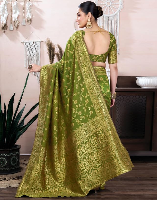 Image of SIRIL Women's Banarasi Silk Saree Pure Silk Saree With Unstitched Blouse Piece