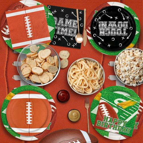 Football Birthday Party Decorations Kit for 24: Football Party Supplies Set with Plates, Dessert Plates, Napkins, Cups, Banner & Touchdown Tablecloth - for Football Tailgate Party Decorations - Image 6
