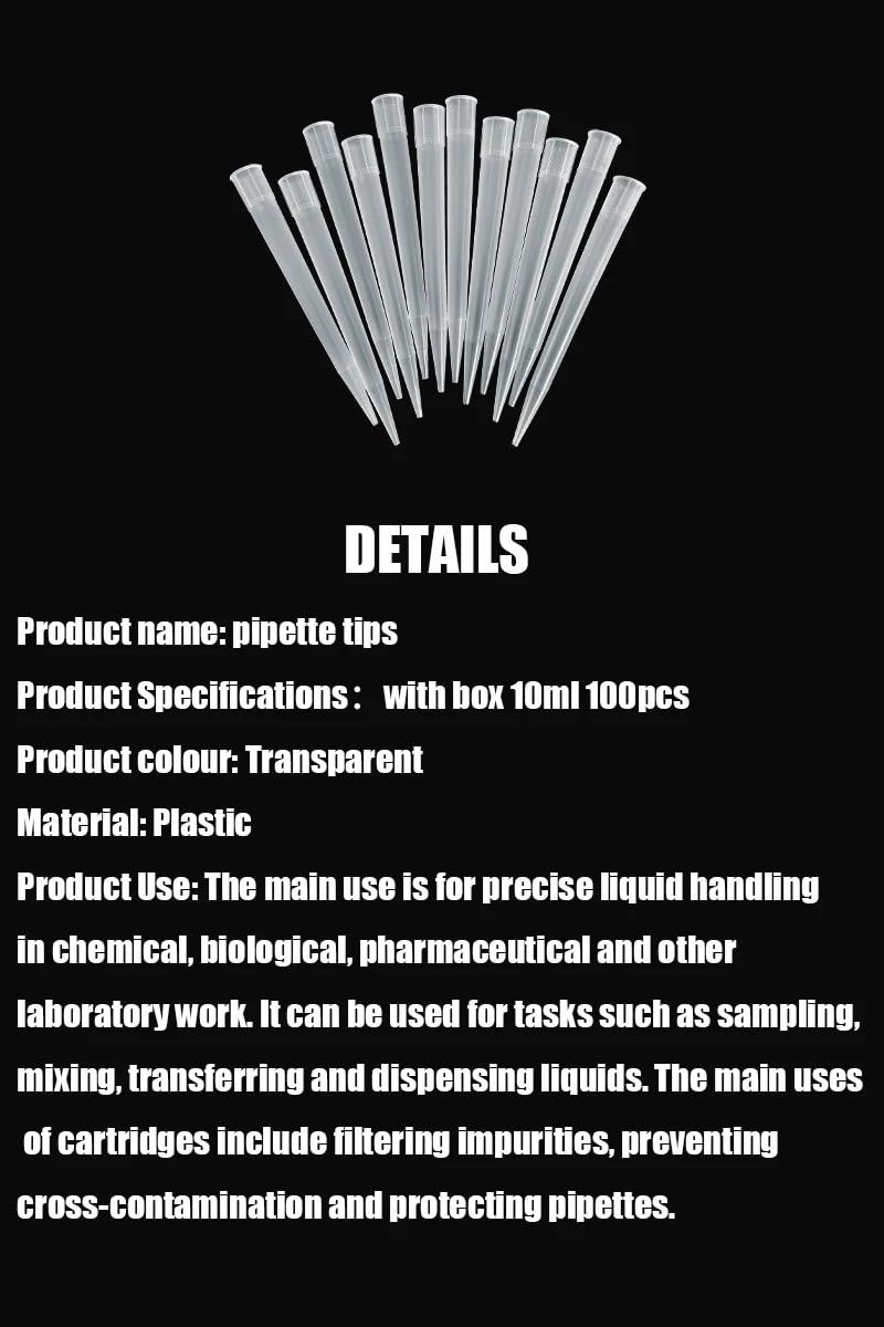 10 ml 100 pezzi Puntali for pipette da laboratorio in plastica PP Puntali for pipette da laboratorio microbiologico Puntali for pipette da laboratorio in plastica PP Puntali for pipette da laboratorio