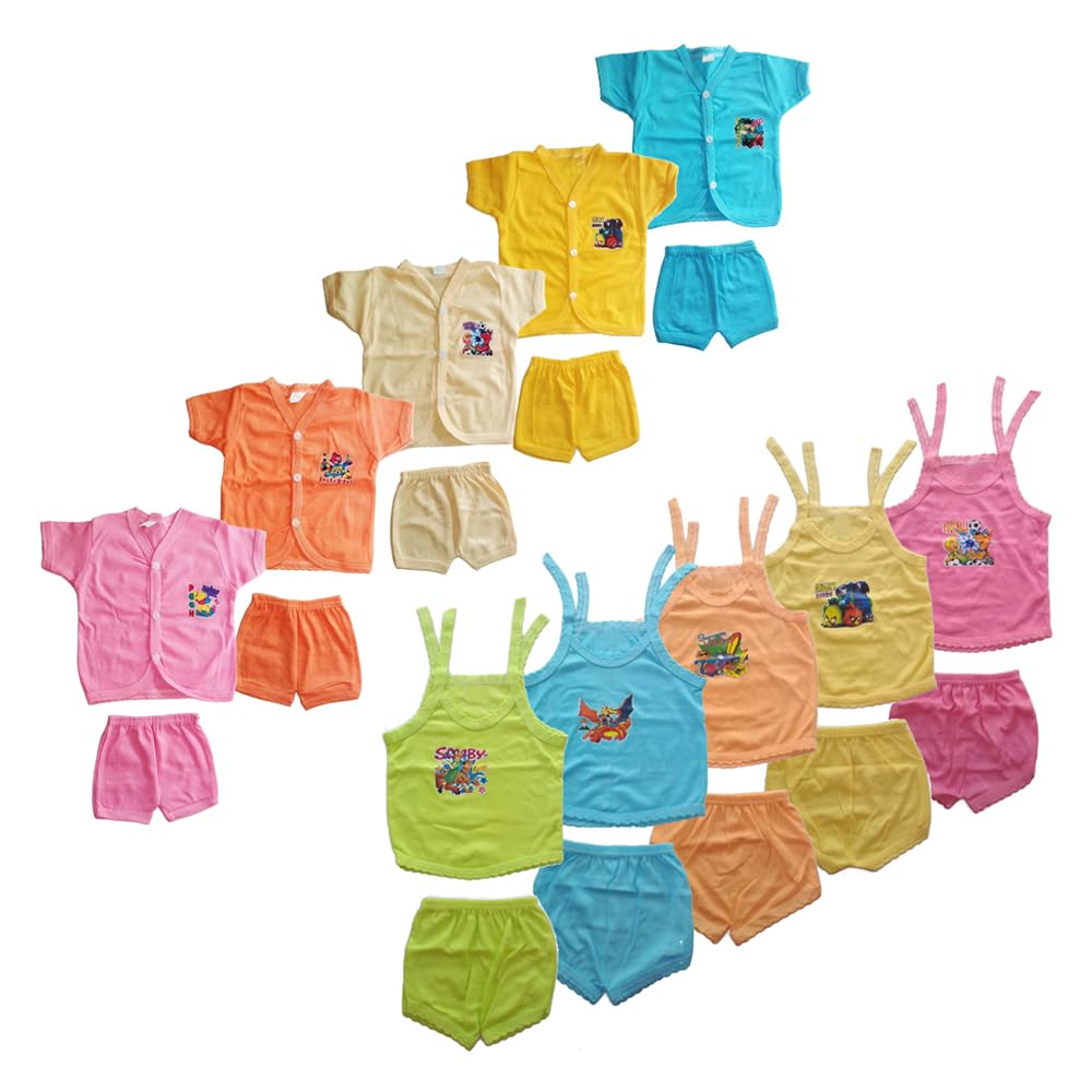 sr creations SR CREATIONSBorn Baby Poly Cotton Solid Color T-Shirt and Shorts Combo Set for infant 0-6 Months (Multicolour; Pack of 10)-picture-41