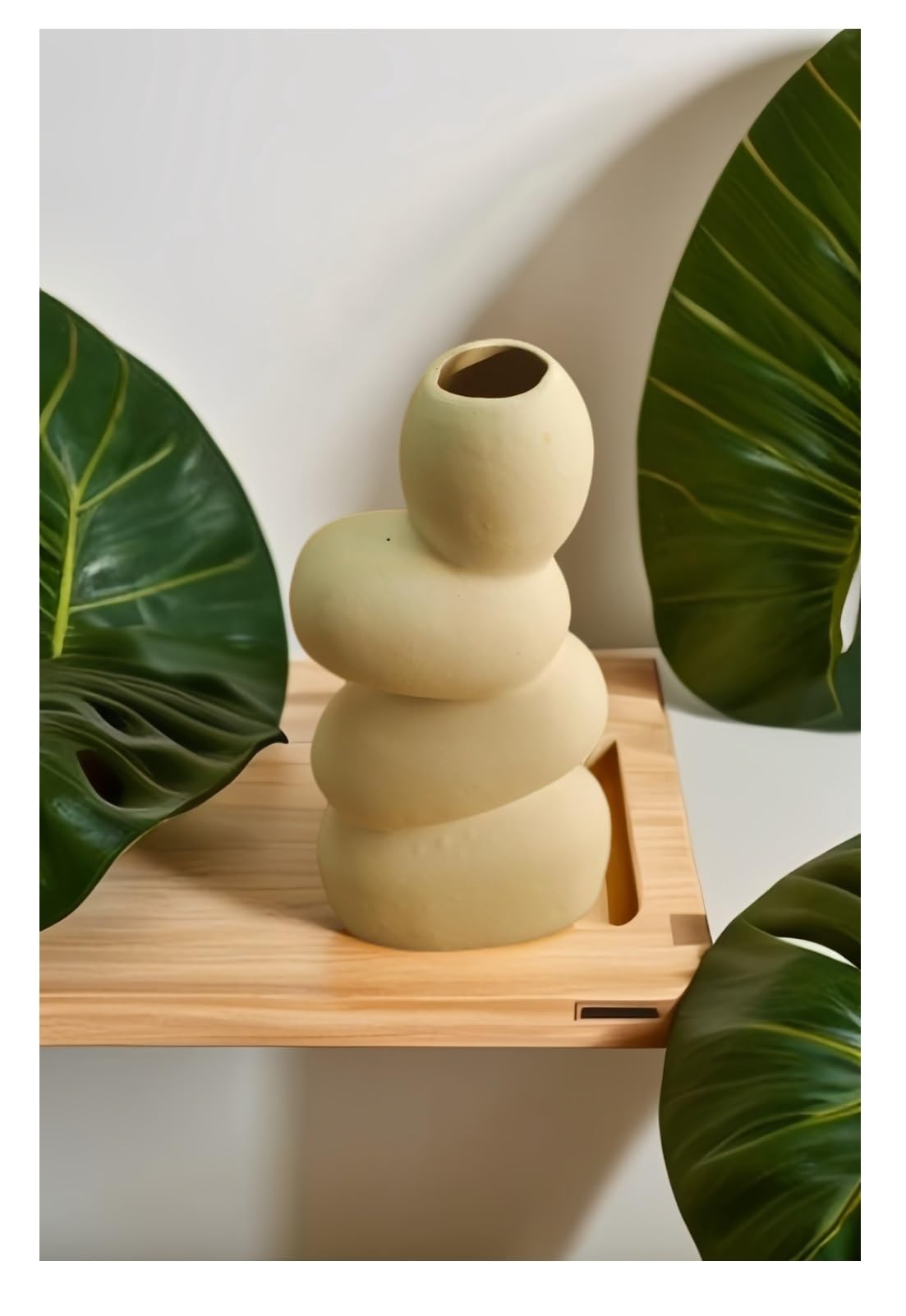 SPHINX Decorative Ceramic Vase for Flowers, Pampas Grass Vase, Vase for Money Plant Live Plants for Home, Office, Gifts- (Pebble Height- 8.5 Inches, White)