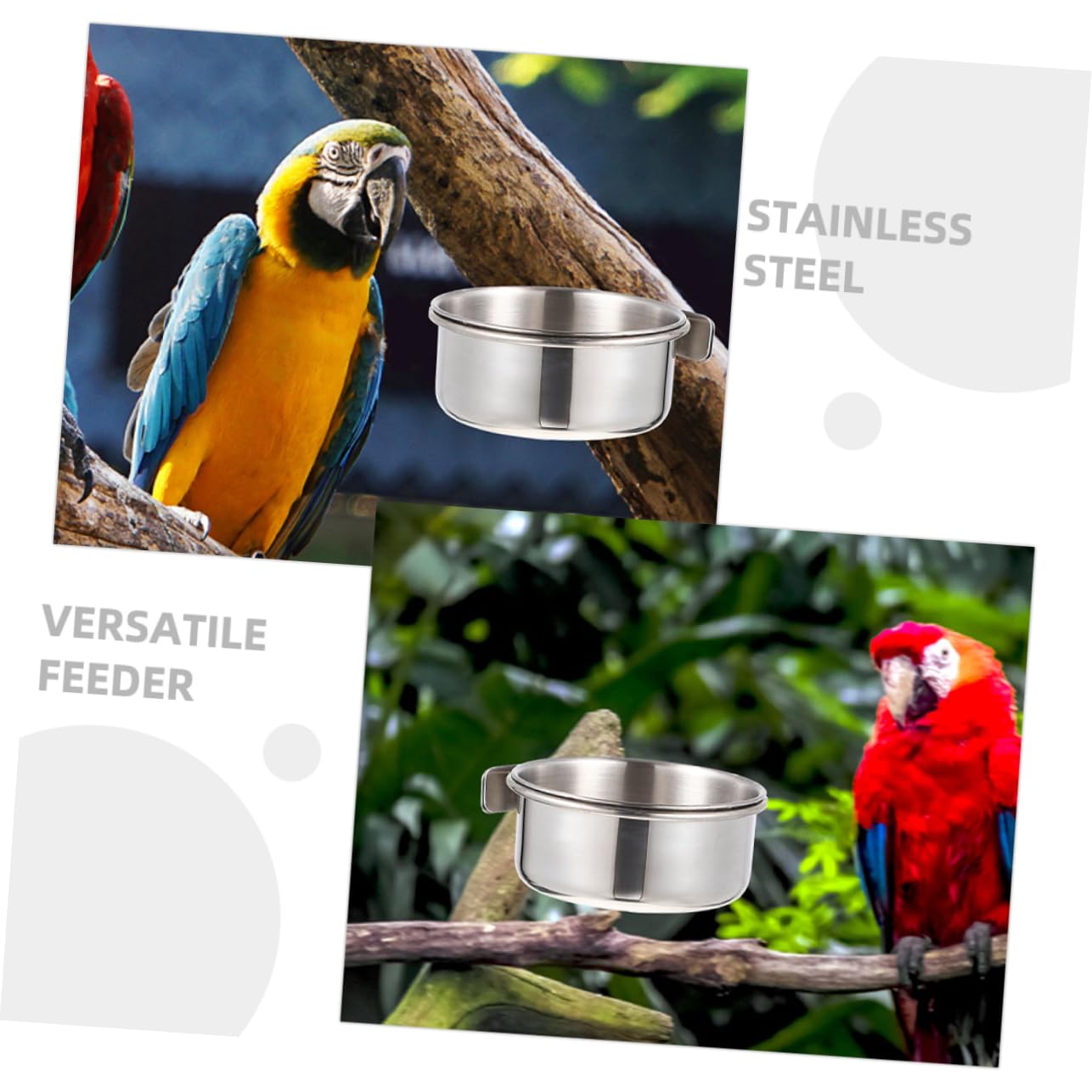 ibasenice Bol de Nourriture pour Oiseaux et Mangeoire Suspendue 4 Pièces en Acier Inoxydable Résistant la Rouille Tasse Détachable pour Perroquets pour Cage à Oiseaux