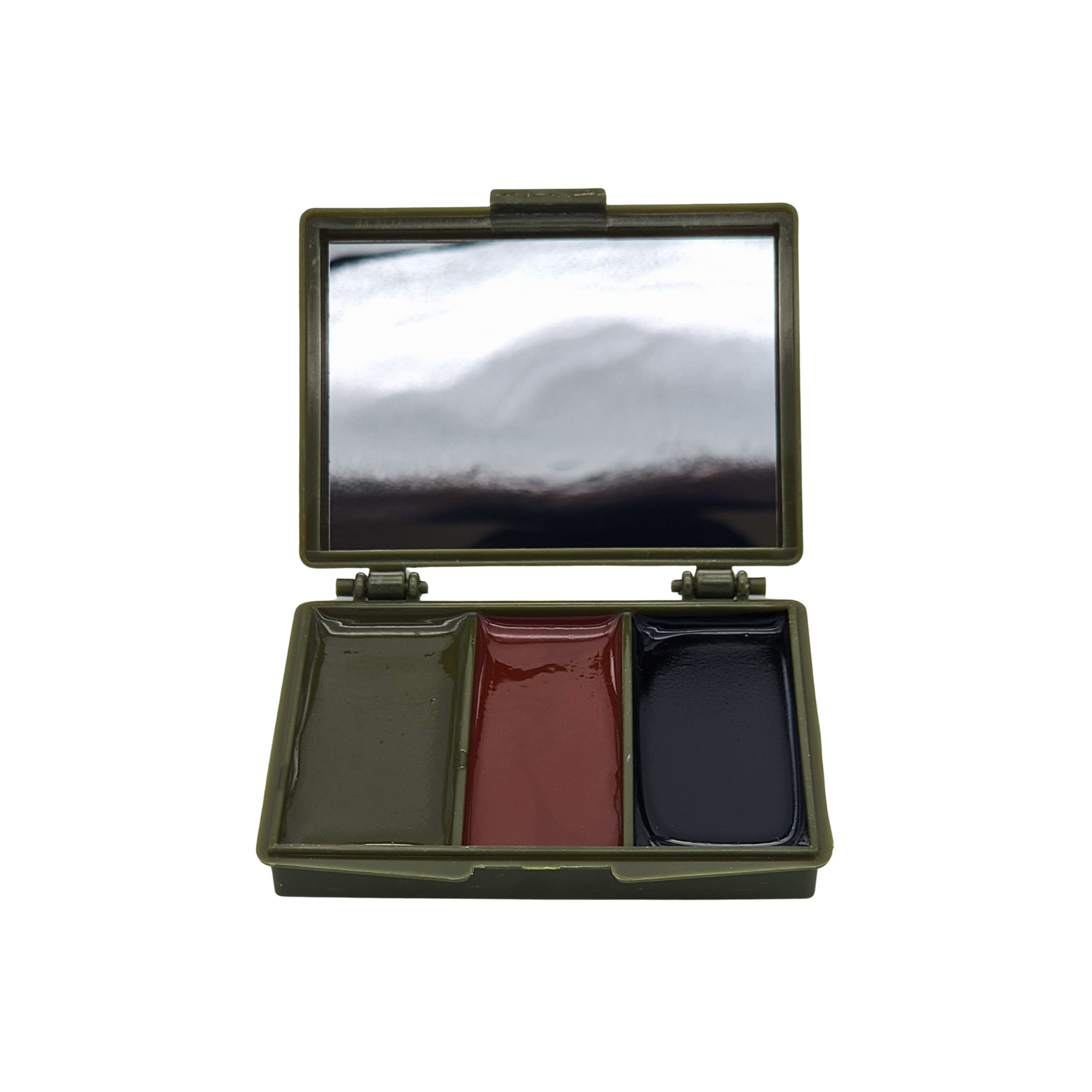 Pittura mimetica Viso Tre Colori: Marrone, Verde e Nero - Militare per Mimetizzazione con Specchio Integrato - Forze Armate, Caccia nella Natura