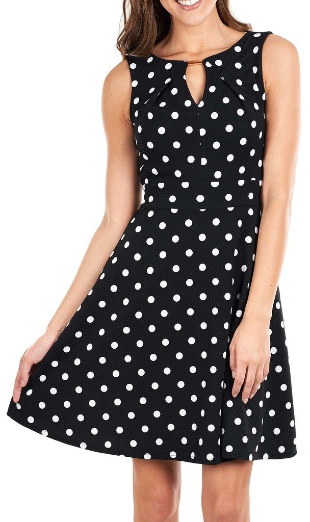 Black White Polka Dot Flared Dress Style 162864 | Desertcart Jamaica