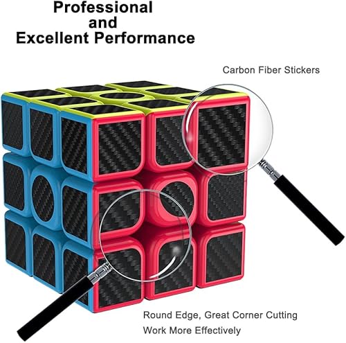 Miniatura 6 de CFMOUR Speed Cube 4x4x4, cubos de velocidad adhesivos mágicos de fibra de carbono suaves, versión mejorada, color negro