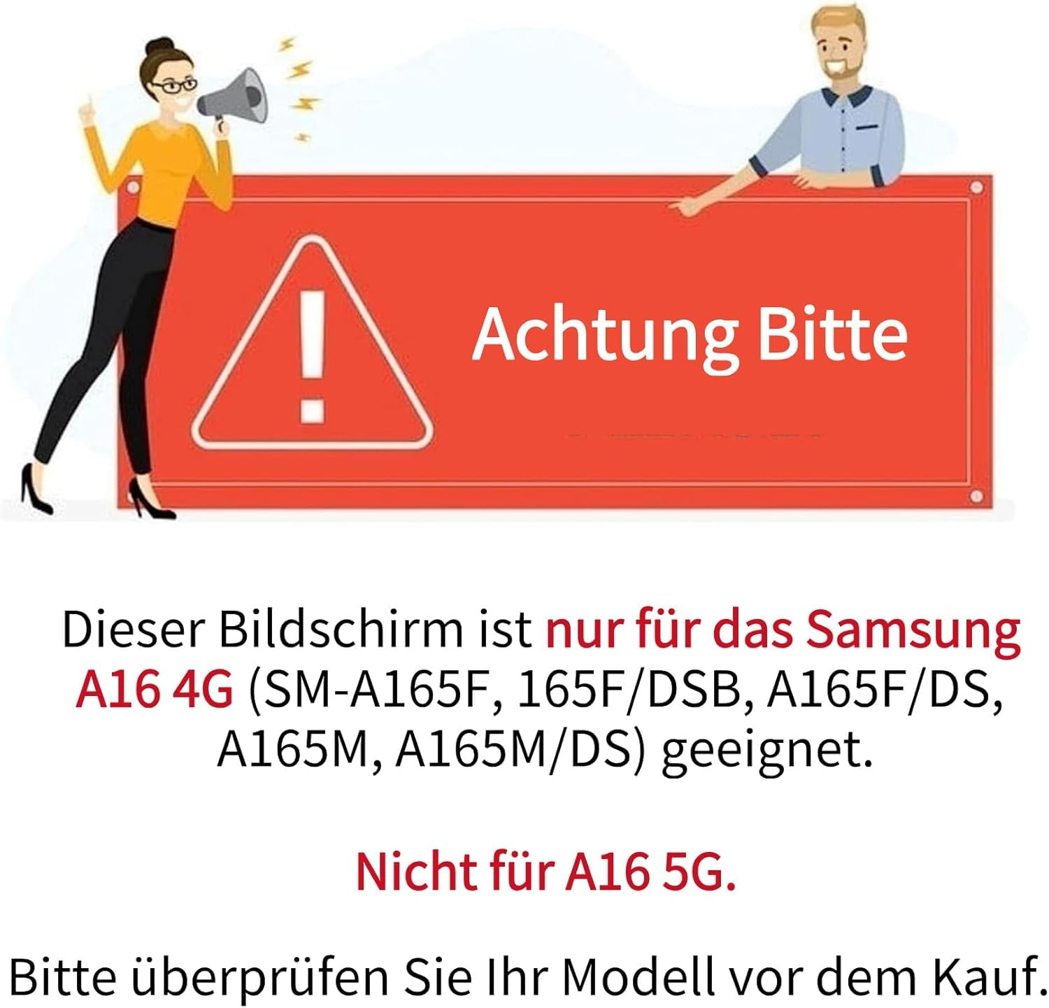 ZOETEC Bildschirmersatz für Samsung Galaxy A16 4G SM-A165F, A165M, LCD-Display, Touchscreen, Digitizer, komplette Montage mit Rahmen, Reparaturwerkzeug-Set