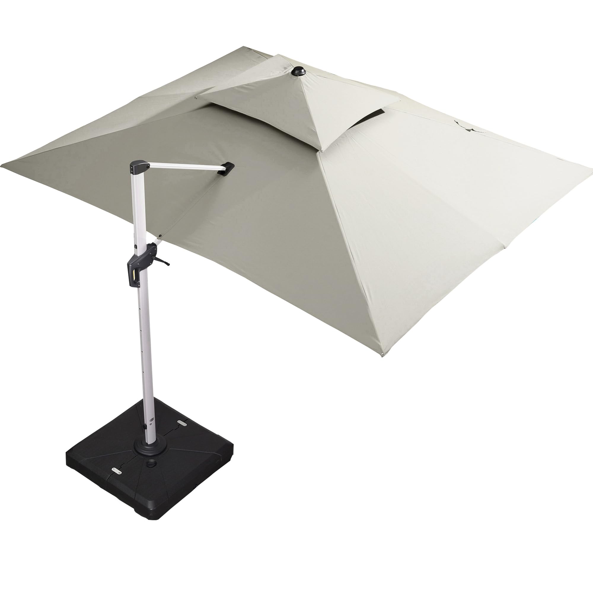 PURPLE LEAF Parasol Terraza 3x4 m, sombrillas grandes rectangular de Aluminio, Rotación de 360°, Parasoles Jardin, con Manivela y Protección UV 50+, caqui
