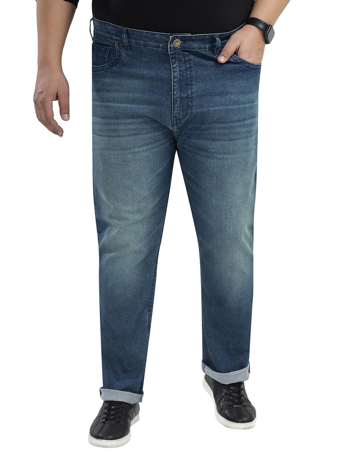 Plus Size Men Mid-Rise Light Fade Stretchable Regular Fit Blue Jeans (EJPJ25178_Blue)-image-14