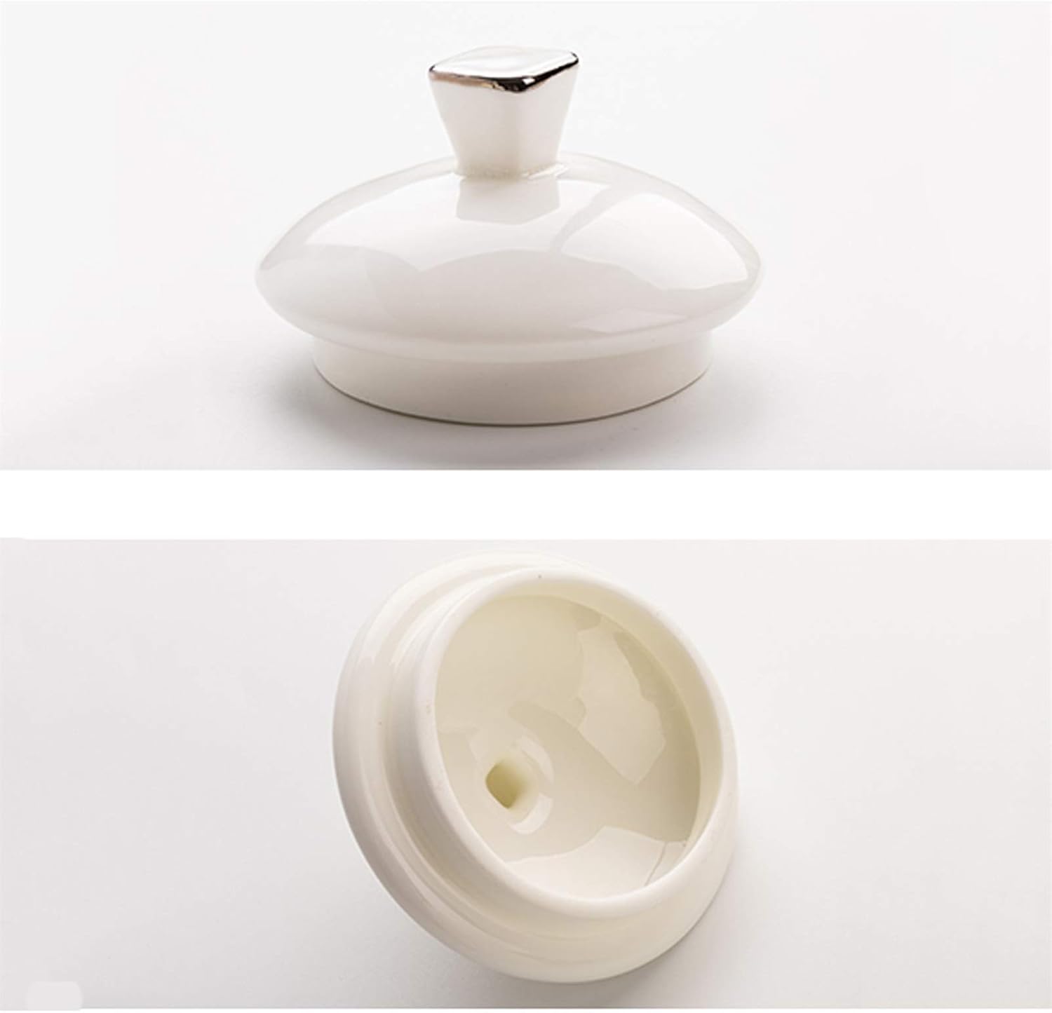 Sugar Bowl Ceramic Sugar Bowl Creative Simple Coffee Sugar Bowl with Lid White Sugar Bowl Storage Tank Large Capacity Sugar Bowl (White) Candy jar