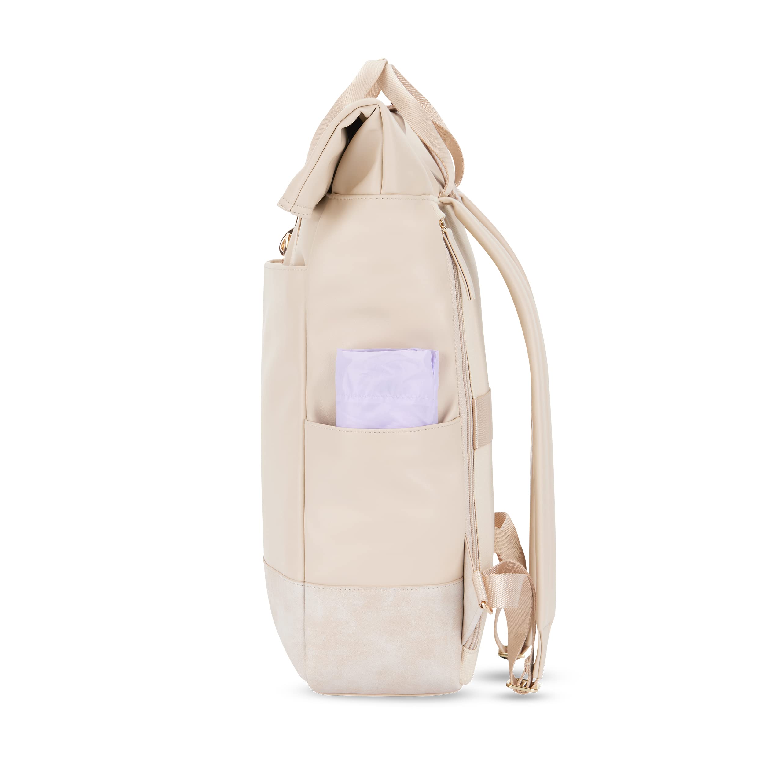 Expatrié Rucksack Damen Beige - Adele - Rolltop Tagesrucksack Elegant für Uni Fahrrad Arbeit - Eleganter Laptop Backpack Groß Frauen - Wasserabweisend