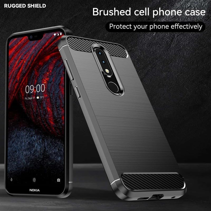 Image of Hybrid Carbon Fiber Back Case for Nokia 6.1 Plus / X6 (Black)