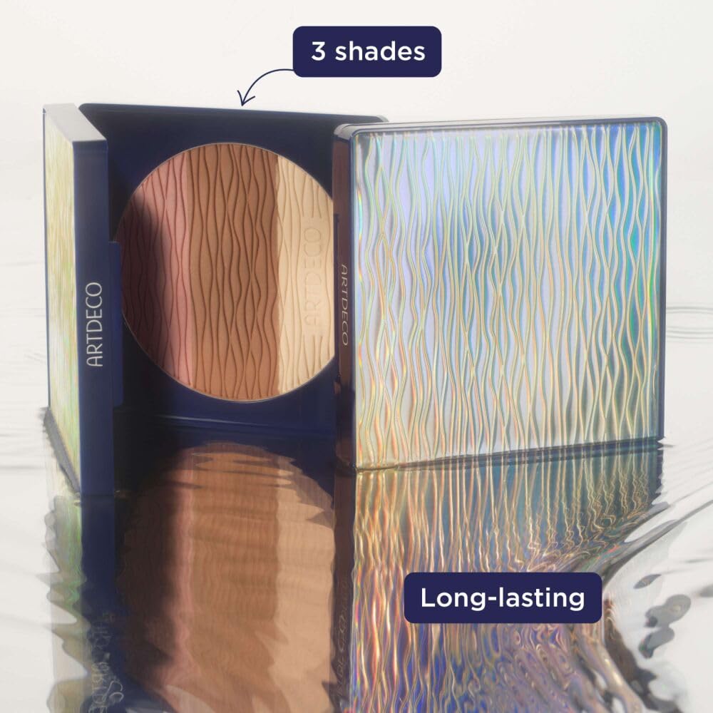 ARTDECO All Seasons Bronzing Powder – Dreifarbiger Bronzer für natürlich gebräunten Teint - Limited Ocean Wave Design mit langanhaltendem Finish - 13,5 g