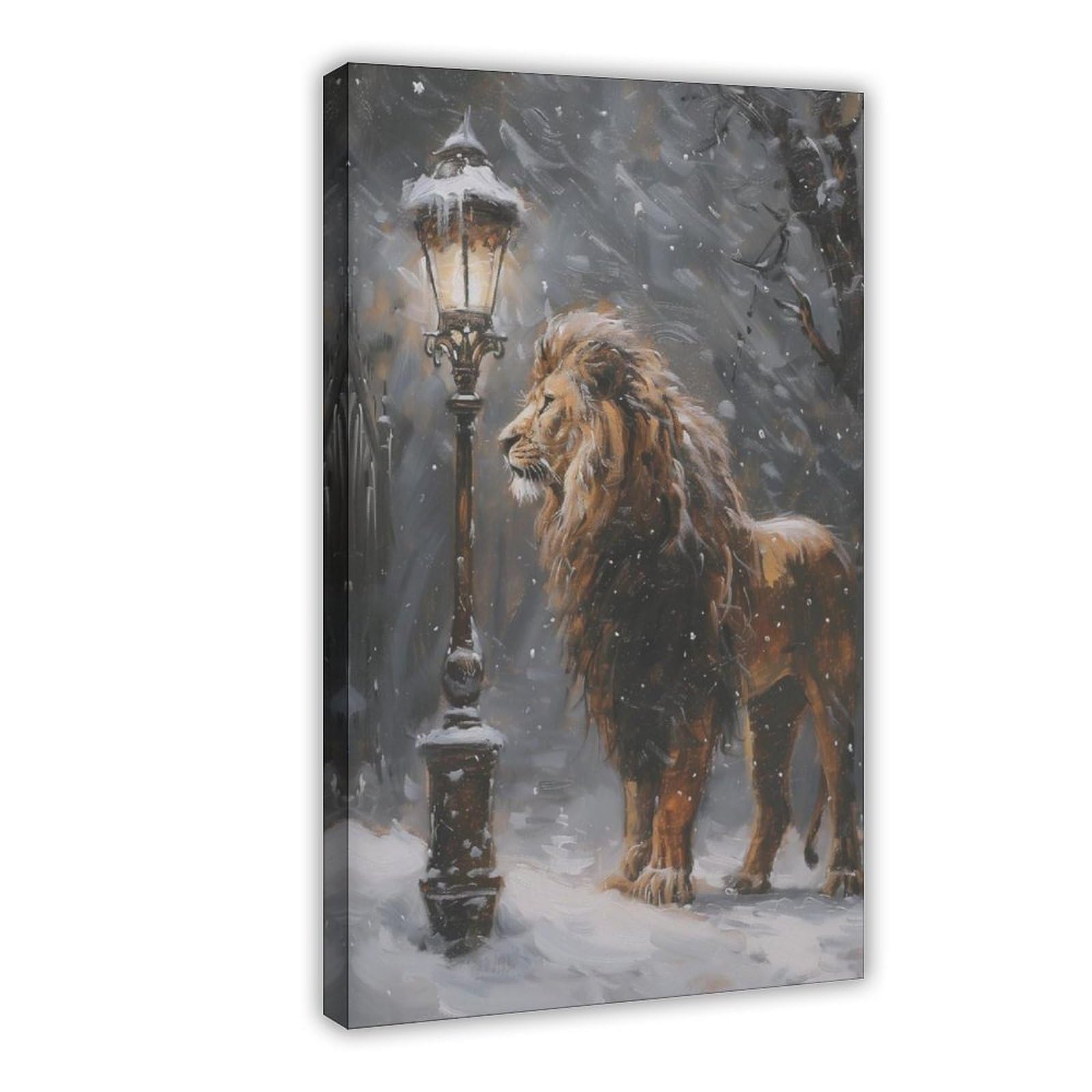 Oquajk Aslan Lamppost Narnia Art Canvas Poster Wall Art Decor Print Picture Paintings For Living Room Bedroom Decoration 12X18inch(30X45cm)