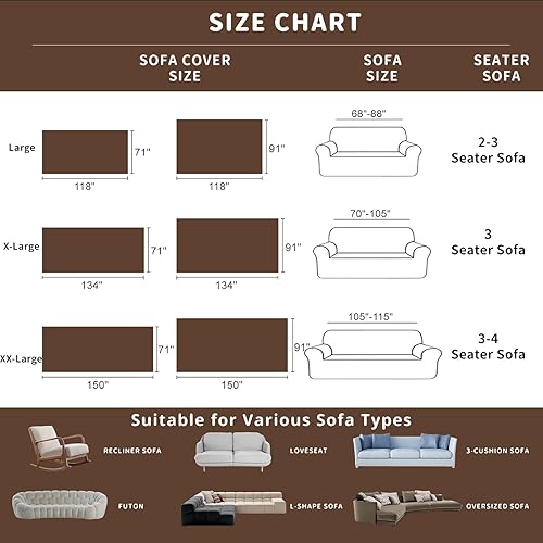 Miniatura 2 de ROOMLIFE Funda de sofá con borlas de felpilla marrón, manta para sofá seccional, fundas de sofá suaves para sofá biplaza en forma de L para sofá