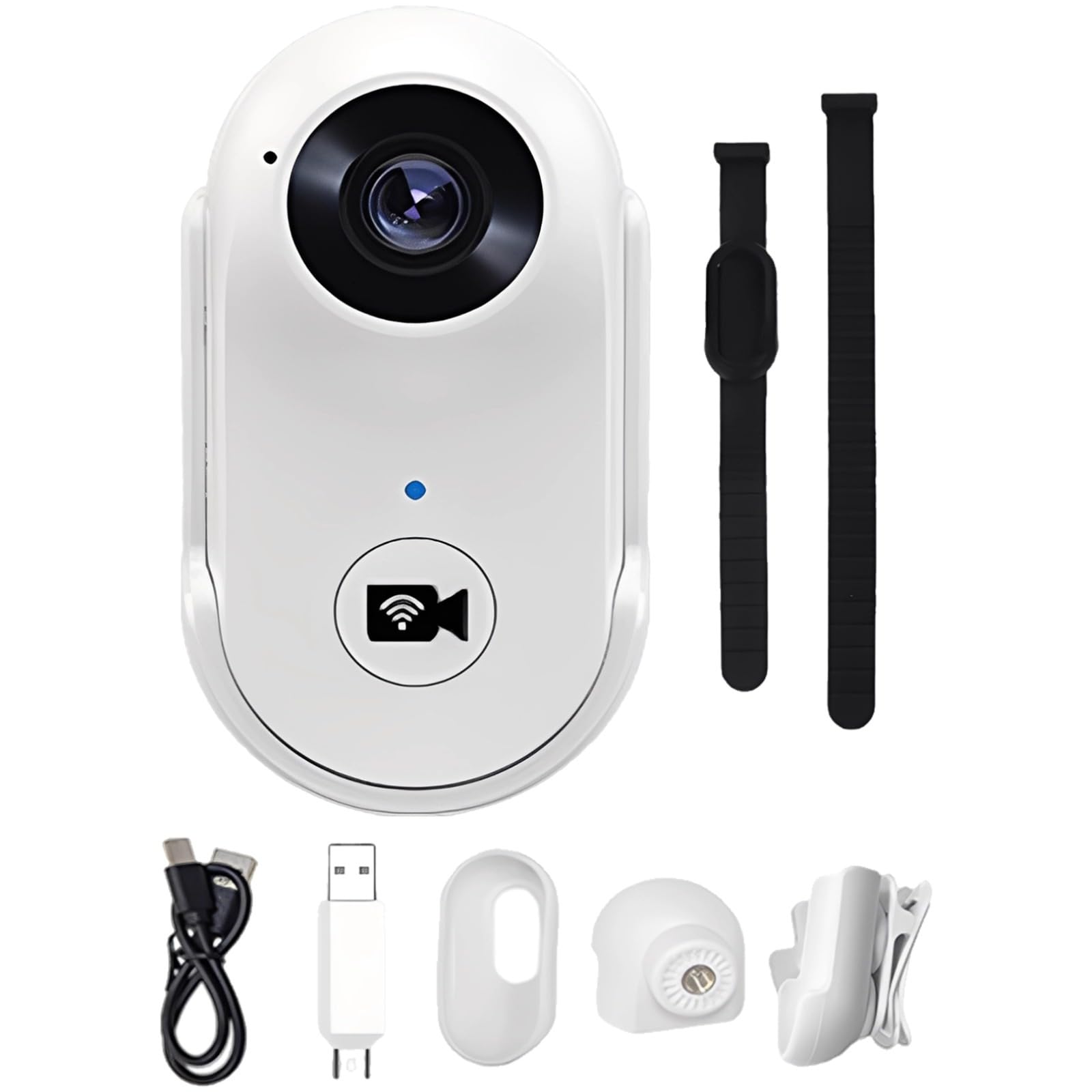 Mini caméra portable, caméra d'action 1080p, batterie de 240 min, grand angle de 120°, fixation solide, enregistrement en boucle, carte 64G, accessoire pour animal de compagnie
