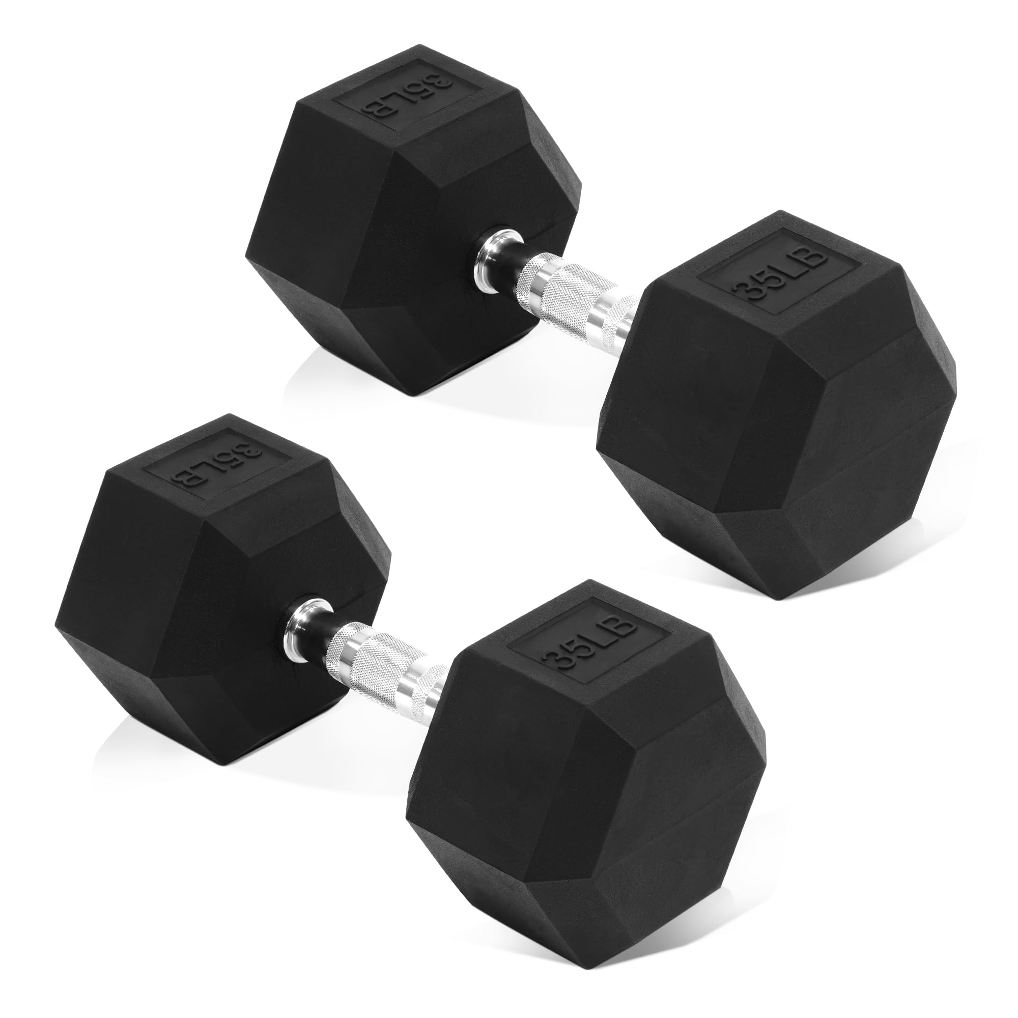 Photo 1 of ***MISSING PARTS***
Fitvids Rubber Encased Hex Dumbbell, Hand Weights Set of 2 with Anti-Slip Cast Iron Grip for Strength Training, 35 LB Pair
