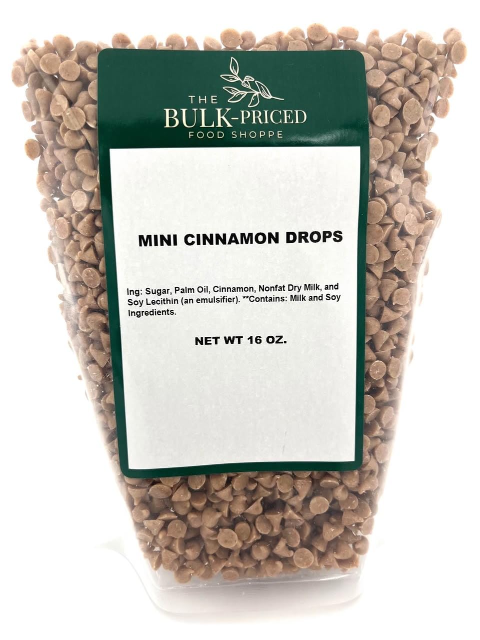 Mini Cinnamon Drops, Bulk Size, Baking Chips (1 lb. Resealable Zip Lock Stand Up Bag)