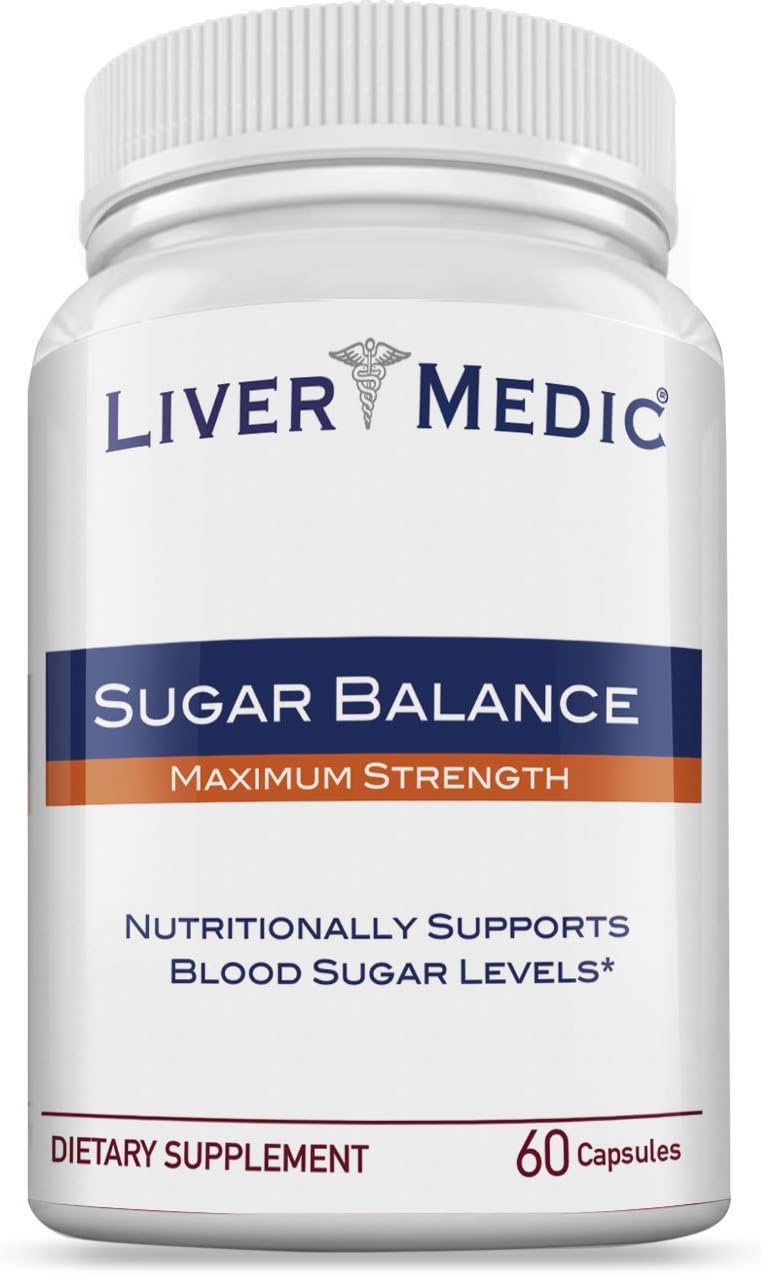 Liver Medic Sugar Balance Blood Sugar Support Supplement – Blood Sugar Supplements to Help Control & Normalize Blood Sugar – All-Natural Blood Sugar Health Supplement w/Vital Nutrients (60 Capsules)